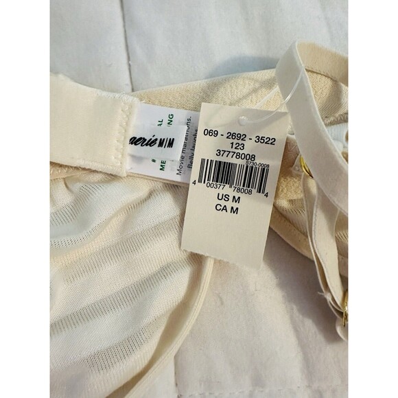 AERIE Velvet Mesh Stripe Triangle Ivory Bralette SIZE MEDIUM NWT - Picture 6 of 8